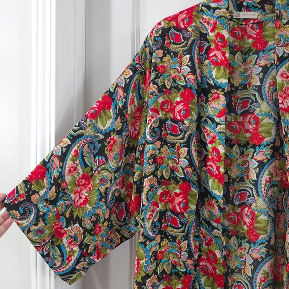 COTTON CANDY Floral Paisley Kimono, Vibrant Colors, Oversized Fit, XL XXL - Picture 6 of 12